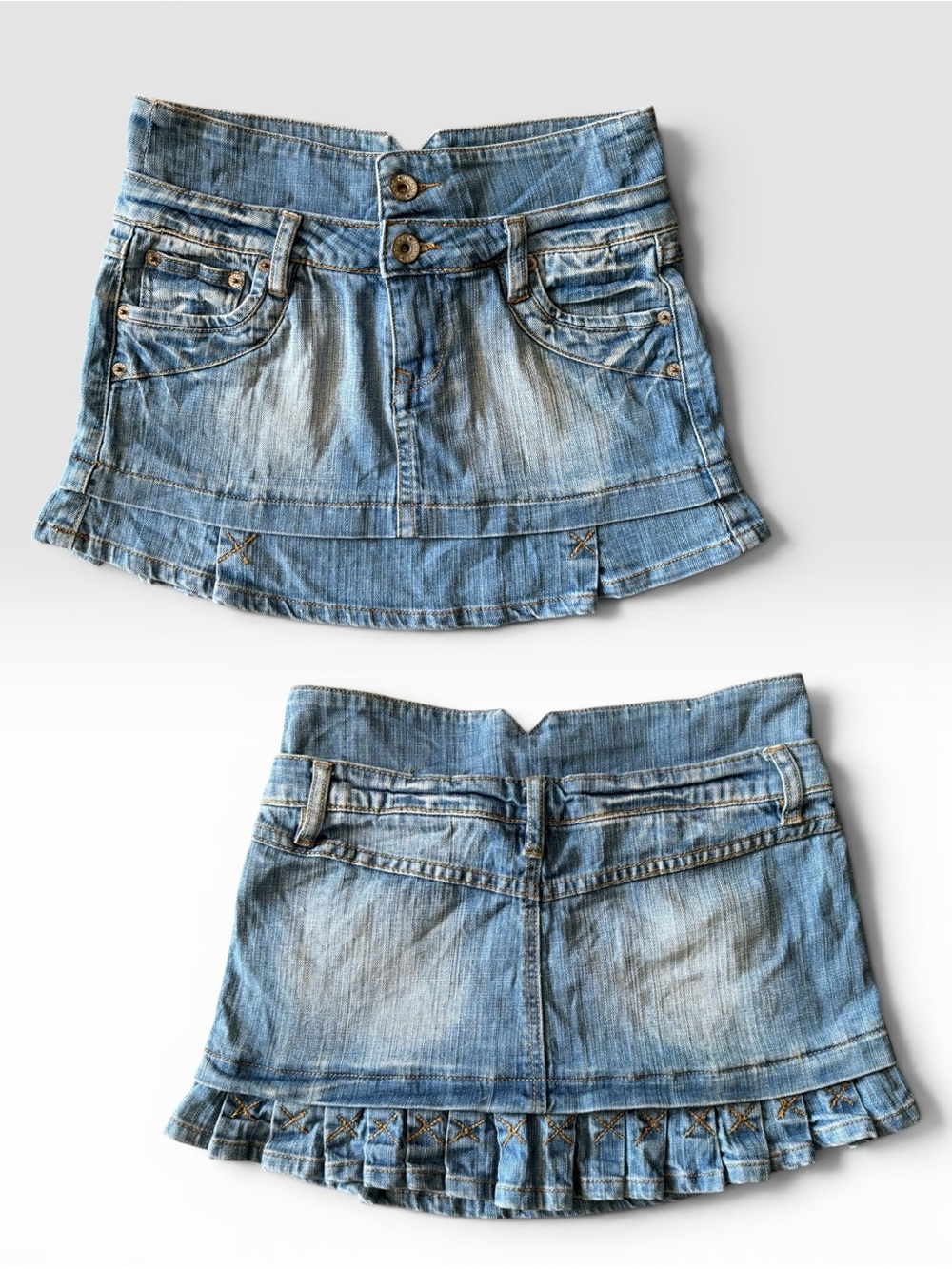 VTG Y2K Micro Mini Skirt Italian Ruffle Pleated Hem | Sz 4 /Small